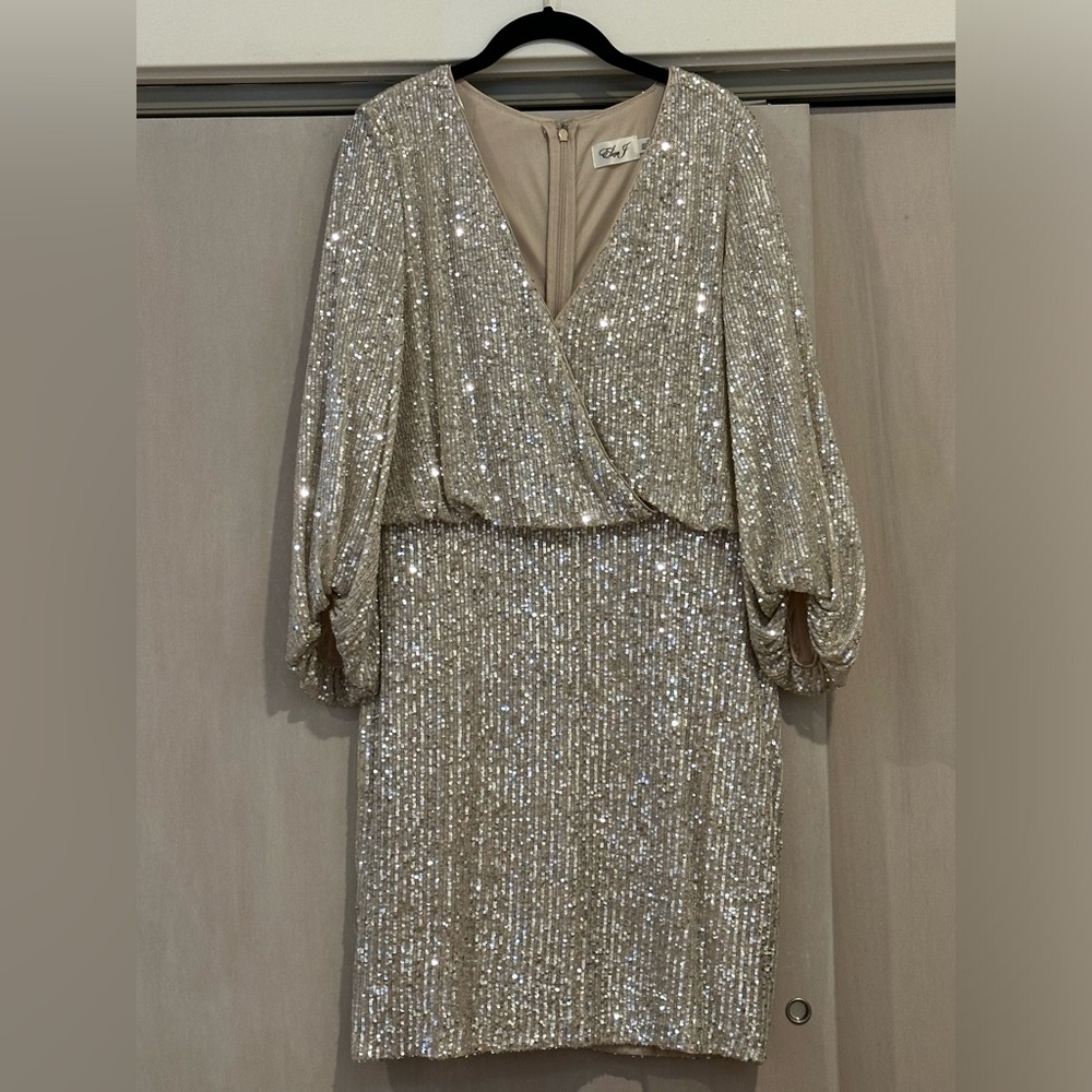 Eliza J Sequined Blouson Shift Dress